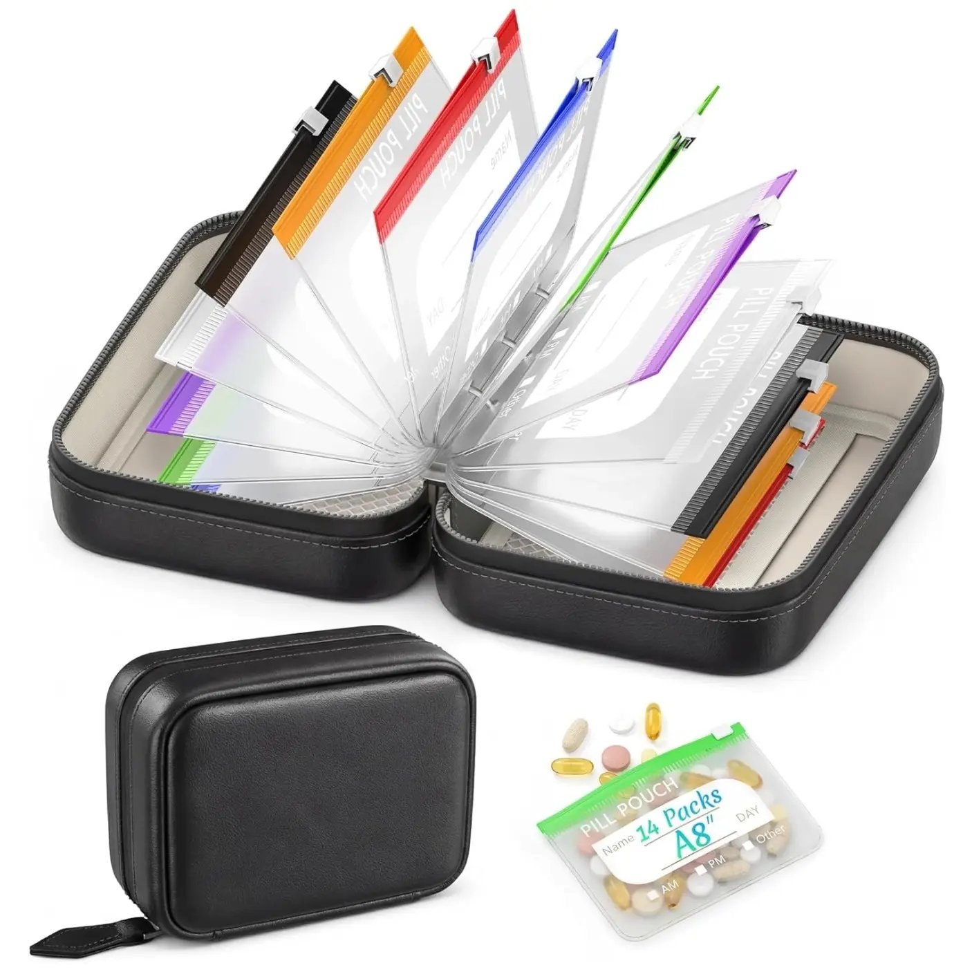 💊A8 Waterproof Pill Pouch Set – 7 Days of Meds & Vitamins💧Waterproof & Crush-Resistant Shell
