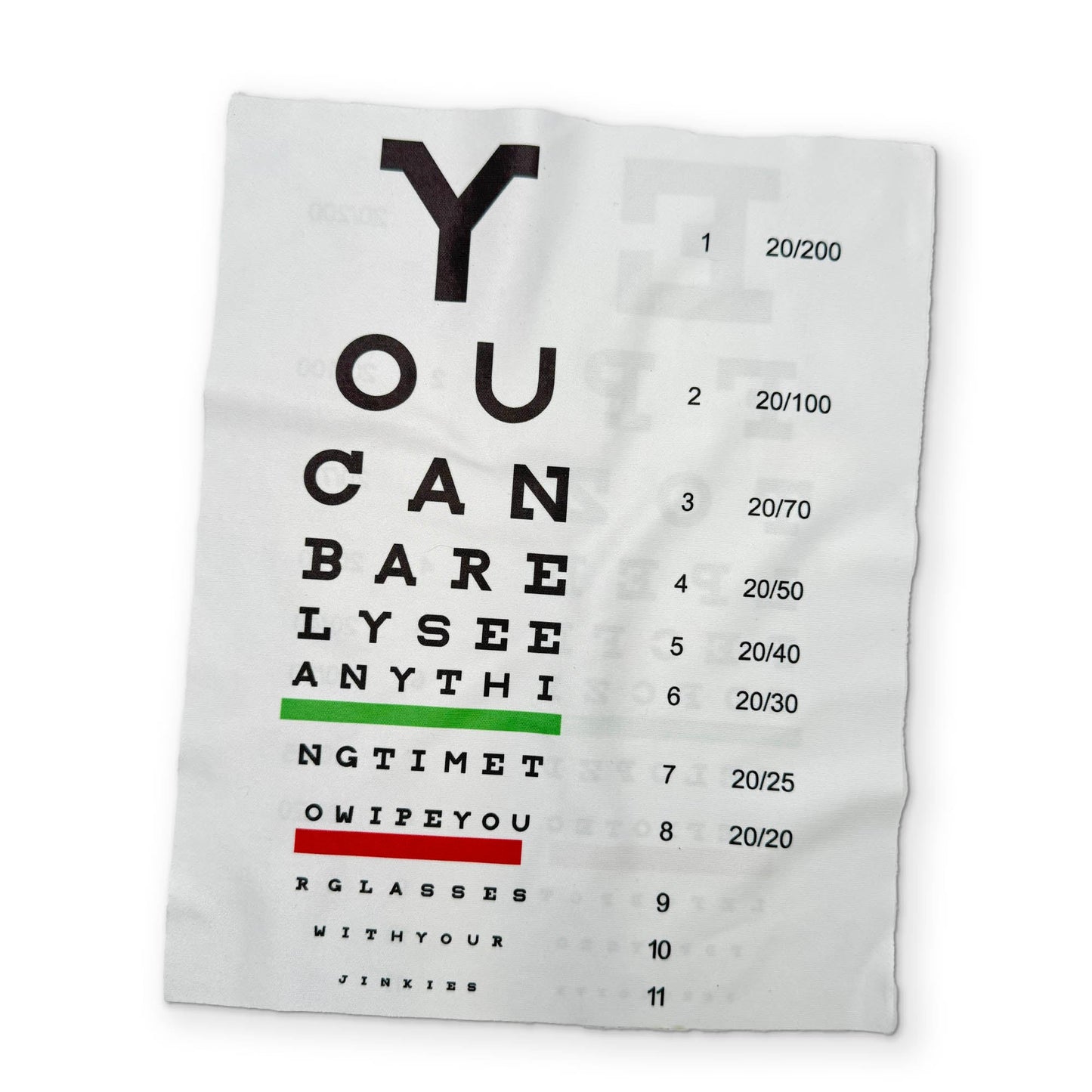 AN EYE CHART YOU CAN CLEAN YOUR GLASSES WITH