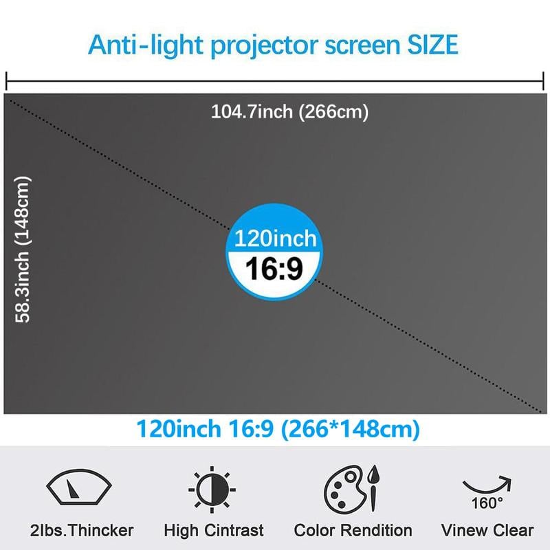 Anti-Light 4K Projector Screen (16:9)🎥✨