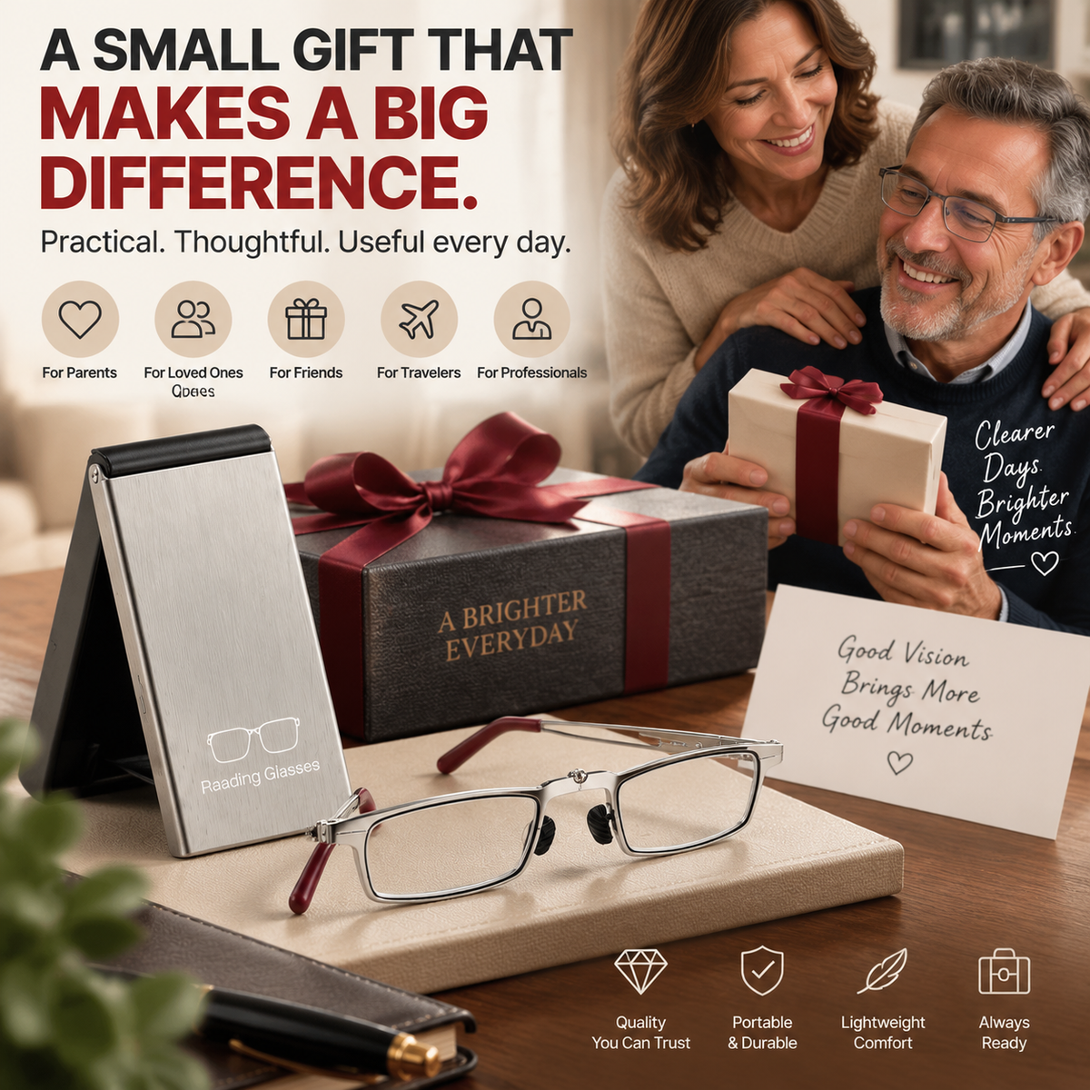 π HOT SALE | Folding Reading Glasses β Ultra-Slim Portable Readers with Protective Metal Case for Everyday & Travel