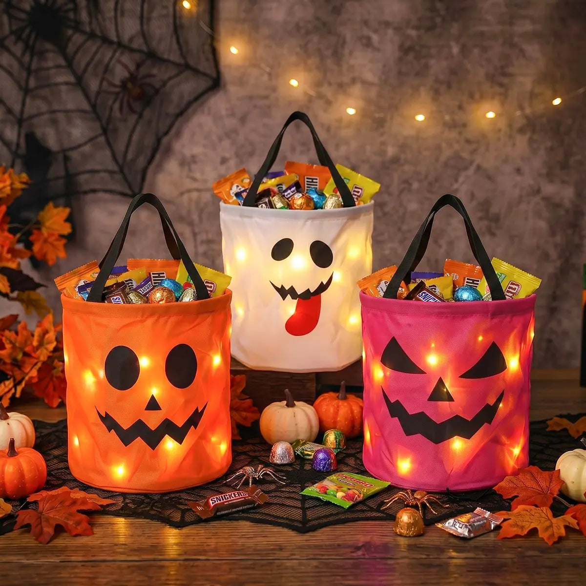 π Light-Up Halloween Trick-or-Treat Bags β Reusable LED Candy Buckets