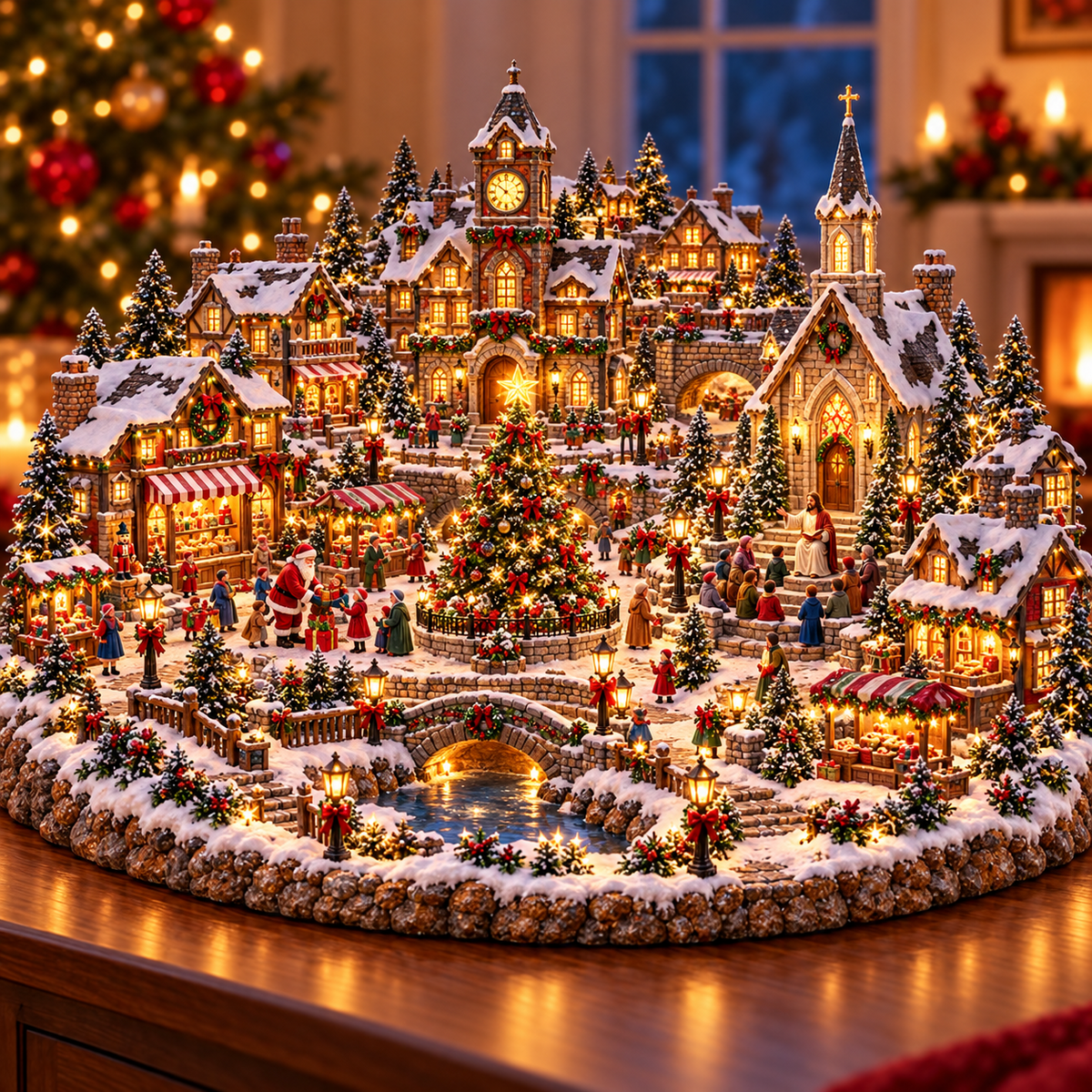 🔥Last Day 50%✝️ Lighted Christmas Village with Jesus & Santa – Magical Faith-Inspired Christmas Wonderland