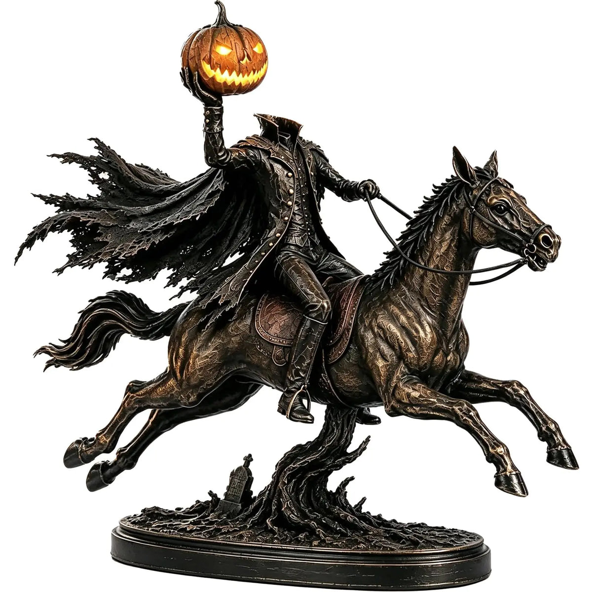 π HOT SALE | Lighted Headless Horseman Statue β LED Pumpkin Halloween Decor for Mantel, Desk & Home