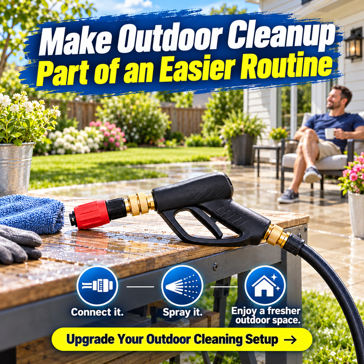 High-Pressure Water Spray Gun β Powerful Outdoor Cleaning Nozzle with Ergonomic Grip