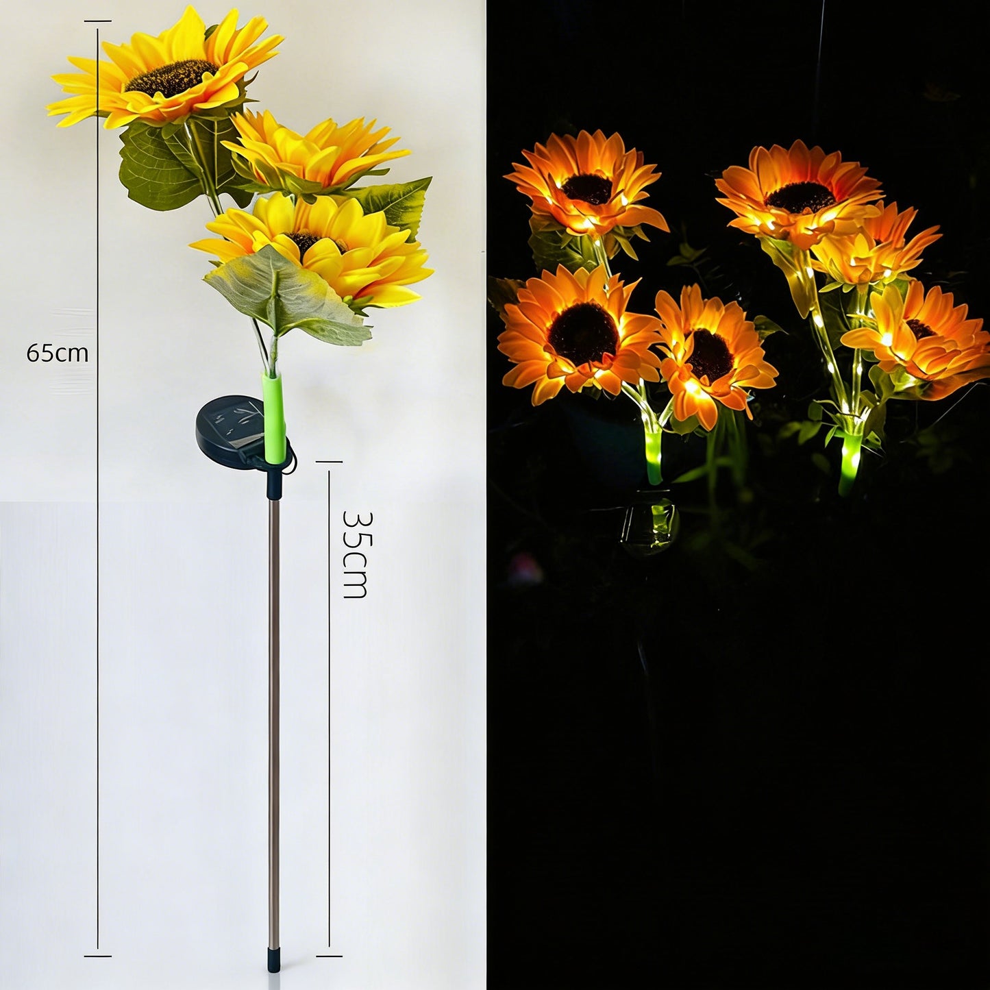 π»2pcs Solar LED Sunflower Garden Lights, Realistic Night Glow for Yard, Lawn, Patio and Porch Decoration, Waterproof IP65