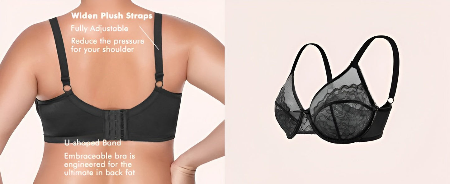 š„š„Floral Lace Plus Size Underwire Unlined Unpadded Minimizer Full Coverage Bra