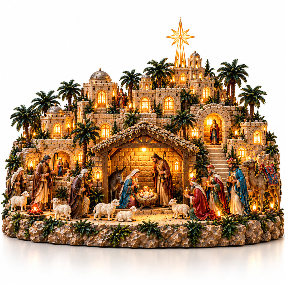 🔥LAST DAY 49% OFF✨ Remember the Night That Changed Everything! — The Holy Night of Bethlehem Illuminated Nativity Village