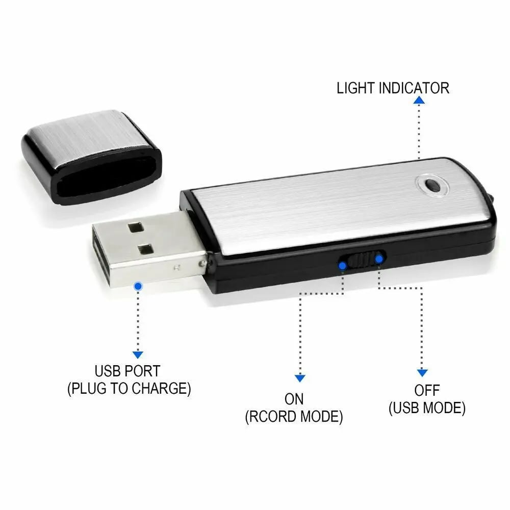 2-in-1 USB Flash Drive Voice Recorder with Noise Reduction & Auto-Save