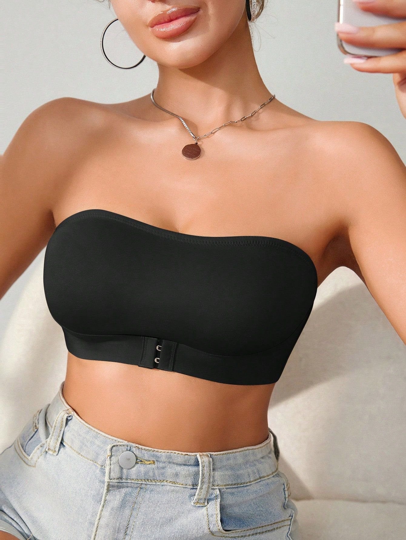 š#1 BestsellingšWomen's Strapless Bra Front Closure Silicone Padded Camisole Bra
