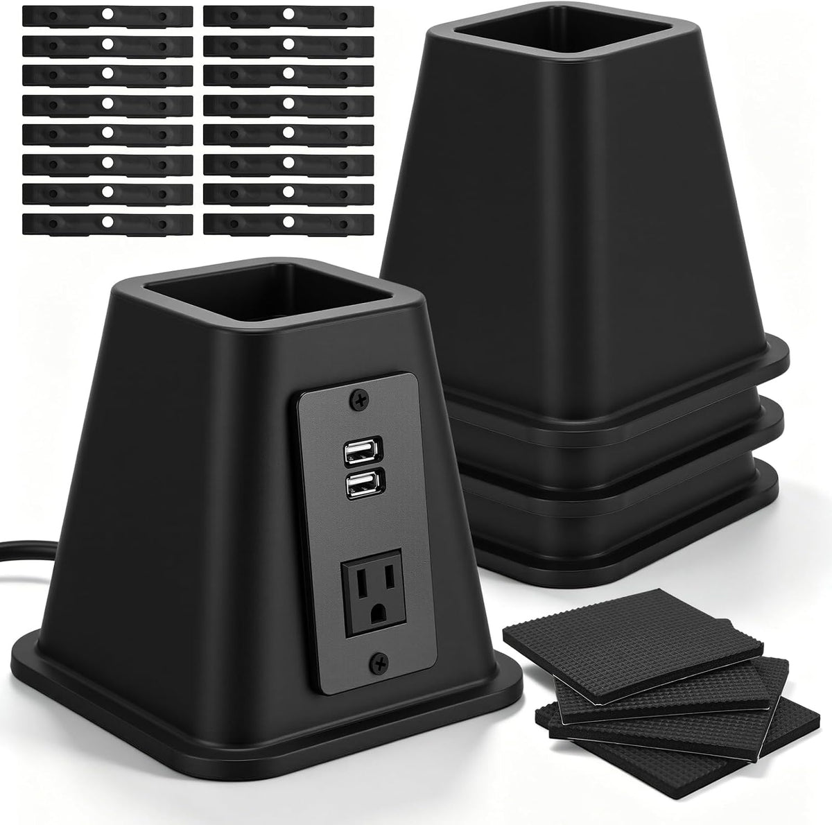 π₯ 50% OFF Today β 4-Pack Heavy-Duty 6" Bed Risers with USB Power Outlet