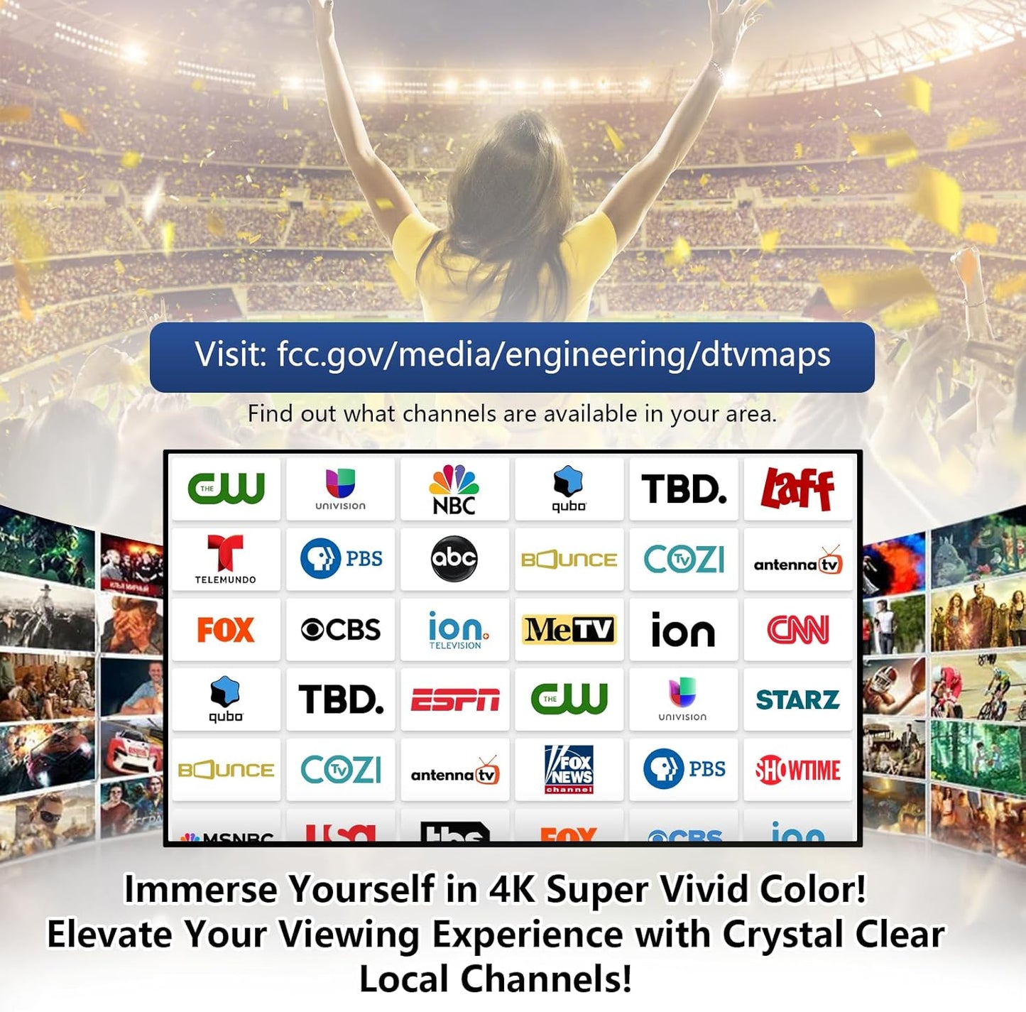 ๐บ TV Antenna - Digital HD Antenna - Indoor HDTV 1080P 4K (Long Range) ๐