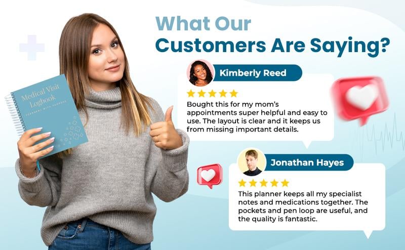 šMedical Visit Logbook: Your Essential Medical Planner | Vegan Leather Hardcover, Pen Holder & Durable Spiral Binding