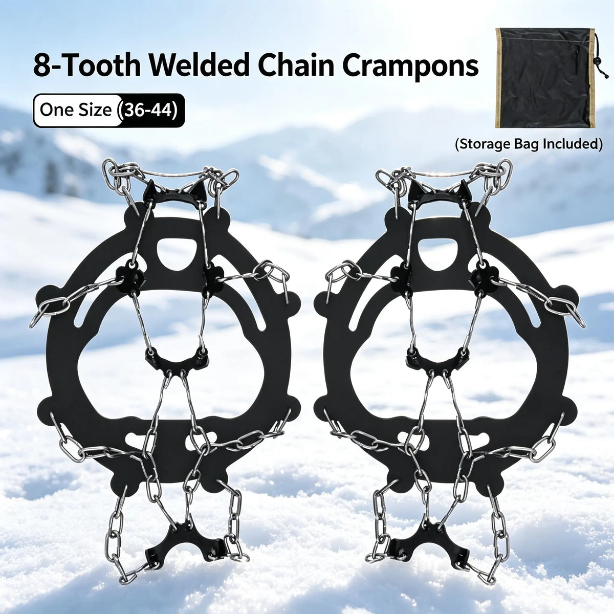 Ice Cleats for Shoes and Boots, Lightweight Crampons Anti-Slip Traction Snow Grips for Walking, Daily Commuting, Hiking Outdoor Winter Use for Men Women One size fits all