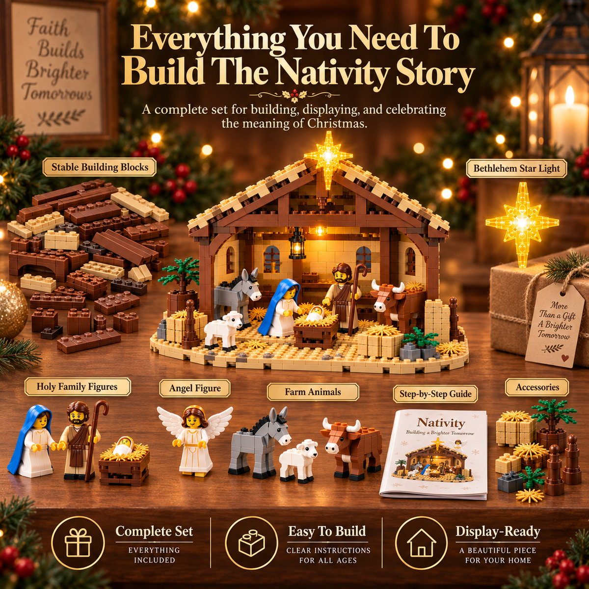 🎄 Christmas Story Building Block Set – Nativity Scene Holiday Display ✨