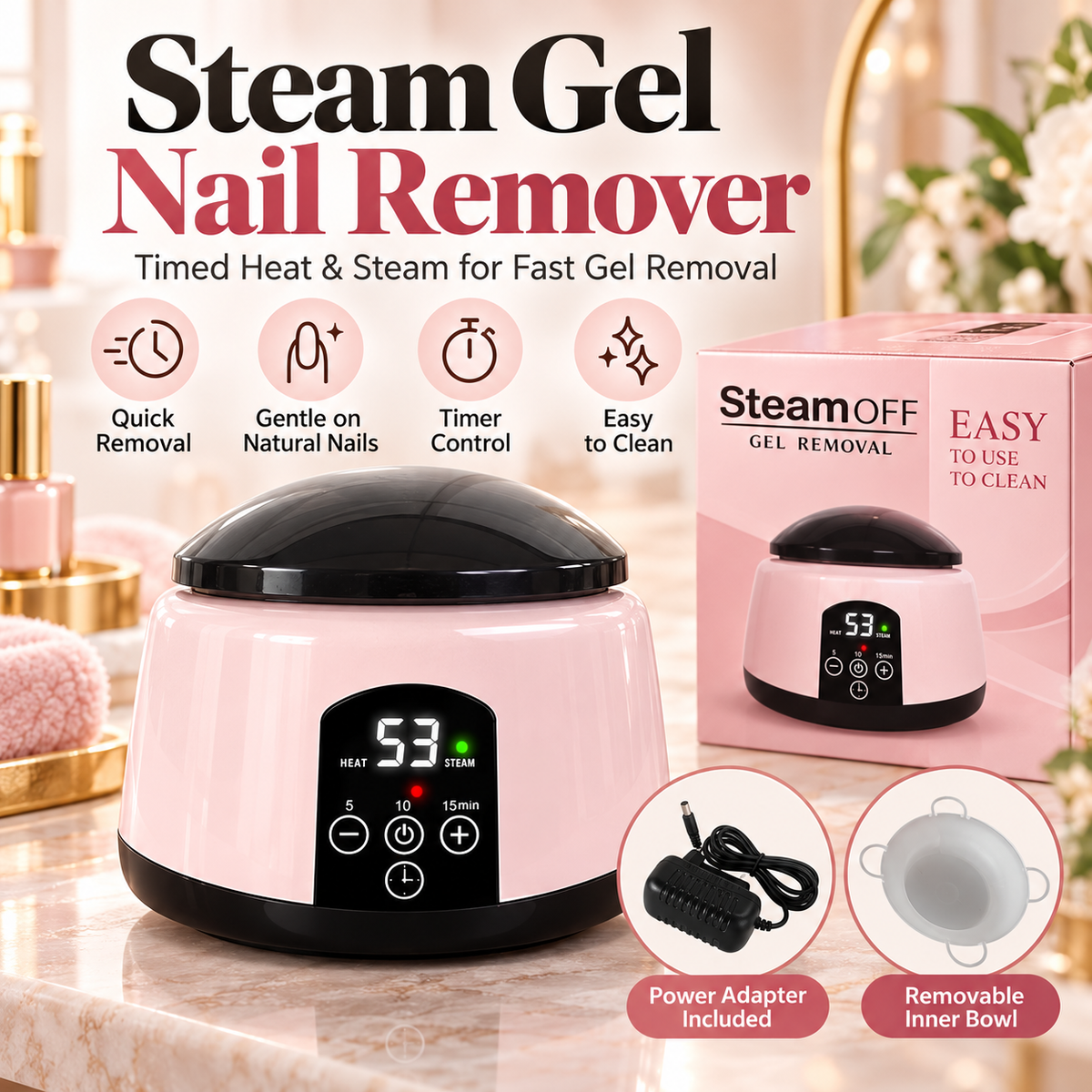 π
50% OFF Steam Gel Nail Remover β Timed Heat & Steam for Easier At-Home Gel Removal β¨