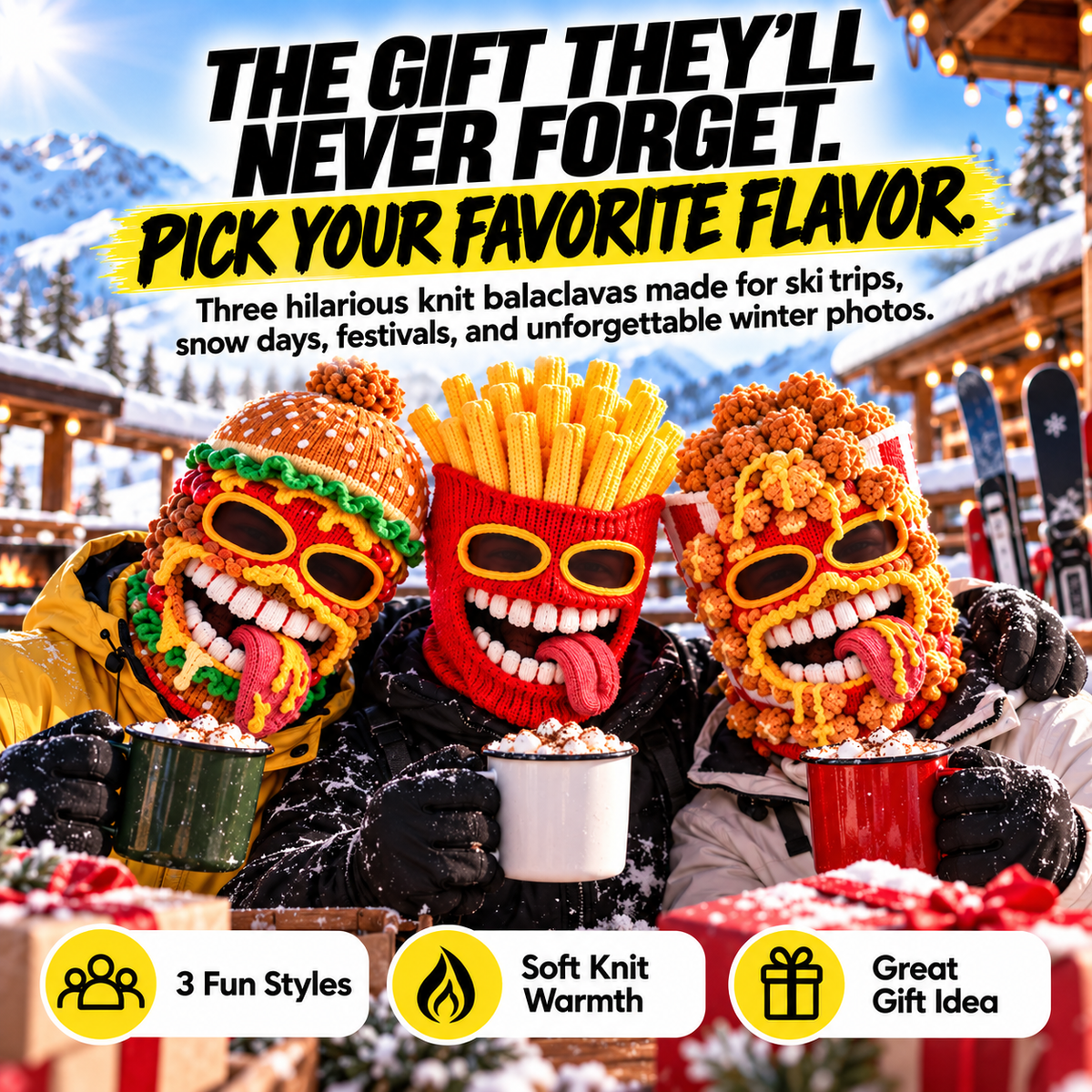 π Funny Food Knit Balaclava β Warm Full-Face Ski Mask for Winter Adventures