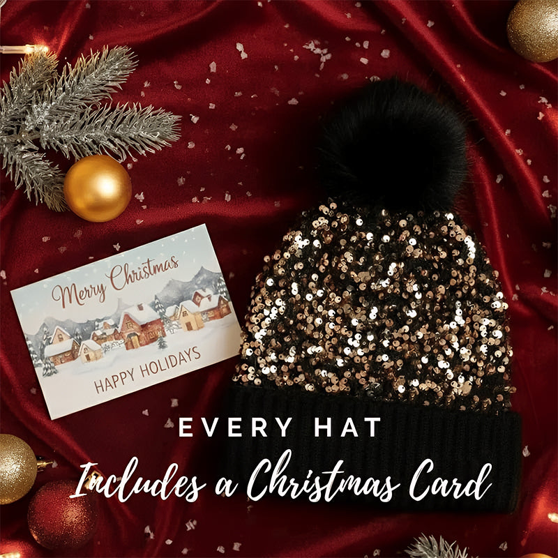 š„Last Day 50% OFF - Sequin Fur Pom Beanie for Women