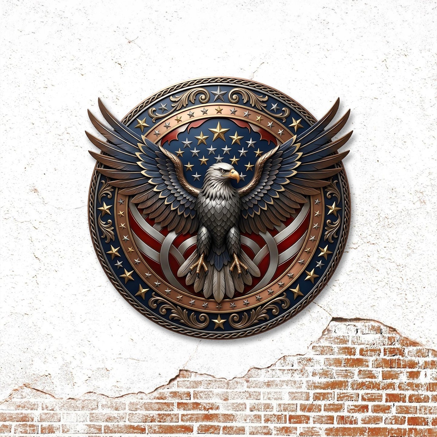 Patriotic Eagle Metal Wreath β American Flag Front Door Decor & Veteran Gift