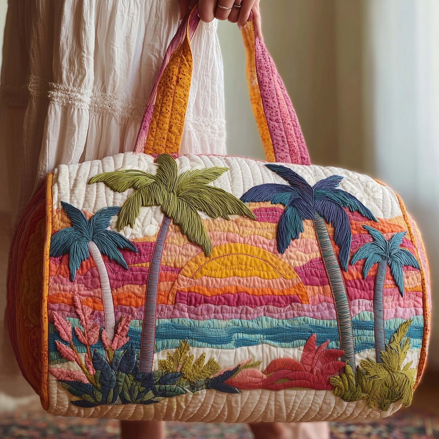 🌊 Ocean Turtle Quilted Weekender Bag | Large Beach Travel Tote for Women