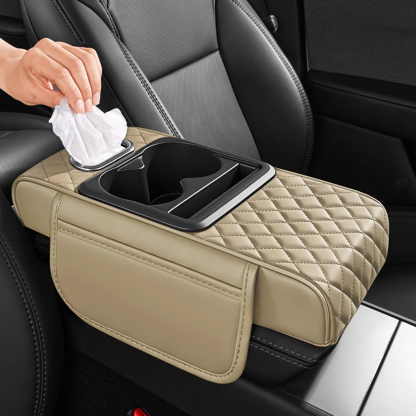 5-in-1 Car Console Organizer & Memory Foam Armrest Pad