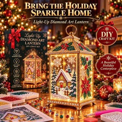 Light-Up Diamond Art Christmas Lantern DIY Craft Kit
