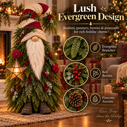 🔥Last Day 50%🎄 Light-Up Evergreen Christmas Gnome – Glowing Star Lantern Porch Decor