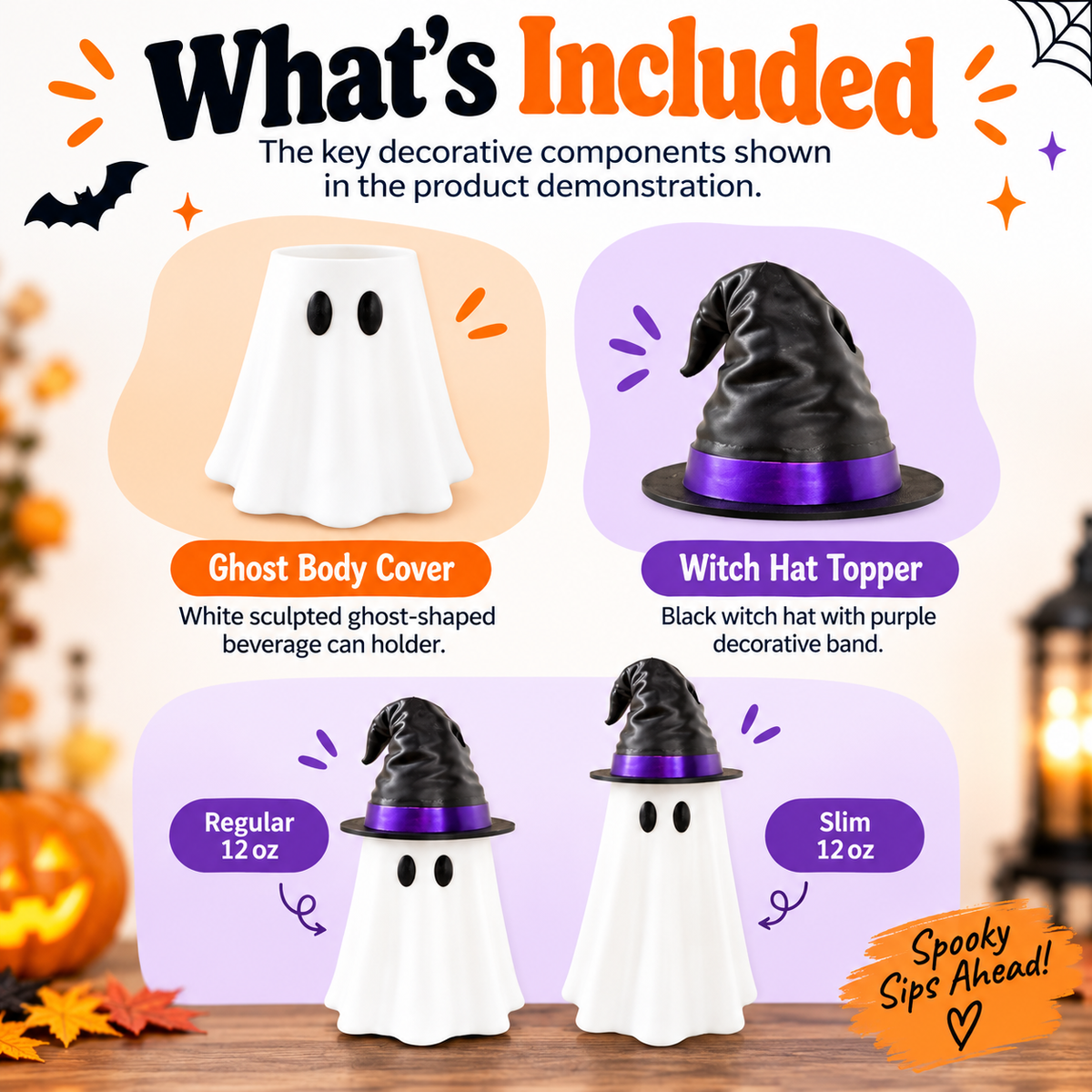 🎃 Limited-Time Halloween Deal — Ghost Witch Hat Beverage Can Cover 👻🥤