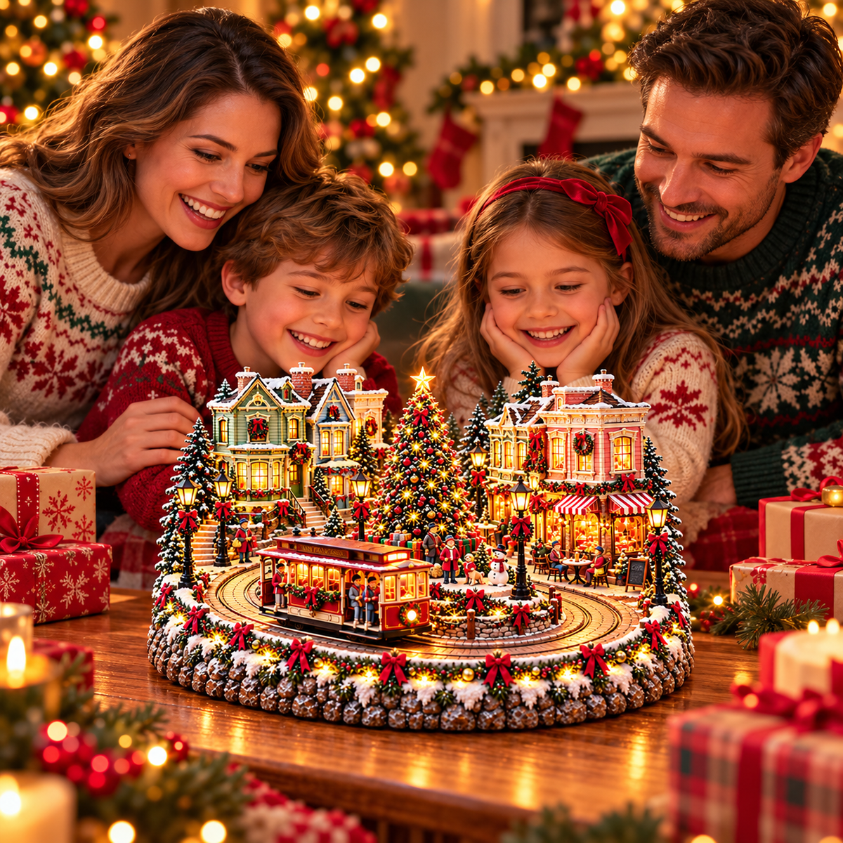 🔥 LAST DAY 50% OFF 🚋🎄 Christmas City Railway  – Lighted San Francisco Cable Car & Chicago Train Holiday Scenes
