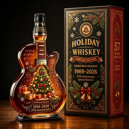📦🎅🏼57th Anniversary Christmas Guitar Whiskey Decanter – Limited Edition Rock & Roll Collectible Gift