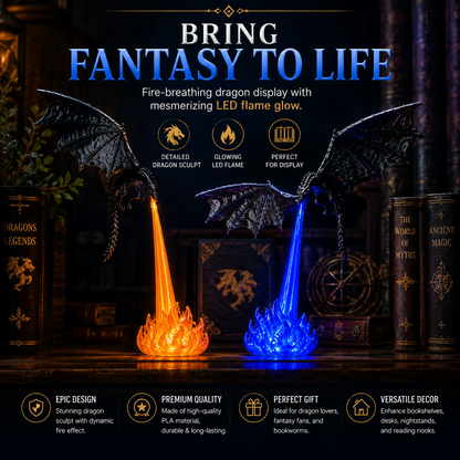 🔥Hot Selling 🐉 | 3D Fire-Breathing Dragon LED Display – Fantasy Bookshelf Decoration