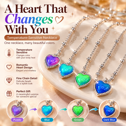 💖 Magic Color-Changing Heart Necklace – Temperature-Sensitive Mood Pendant, A Unique Romantic Gift for Her
