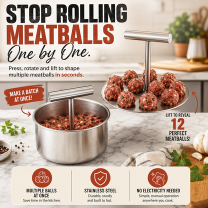 🍝 Special Offer for Home Kitchens | Stainless Steel Meatball Press
