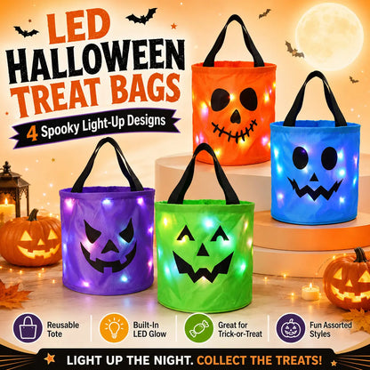 🎃 Light-Up Halloween Trick-or-Treat Bags – Reusable LED Candy Buckets