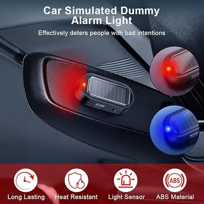 Solar Powered Fake Car Alarm Light, Auto Light Sensor LED Simulated Security Warning Flashing Light, No Wiring DIY Car Anti-Theft Dummy Alarm Lamp