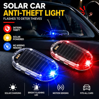 Solar Powered Fake Car Alarm Light, Auto Light Sensor LED Simulated Security Warning Flashing Light, No Wiring DIY Car Anti-Theft Dummy Alarm Lamp
