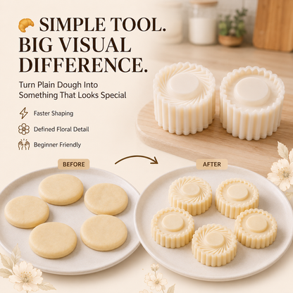 Flower-Shaped Cookie Cutters, Embossed Pastry Molds（2PC）