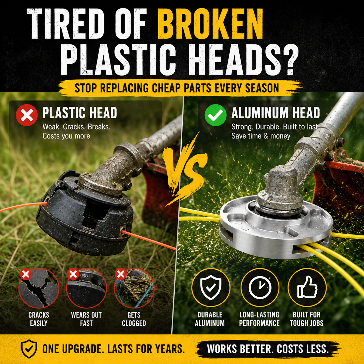 🌿 Universal Aluminum Grass Trimmer Head | Heavy-Duty Brush Cutter Replacement