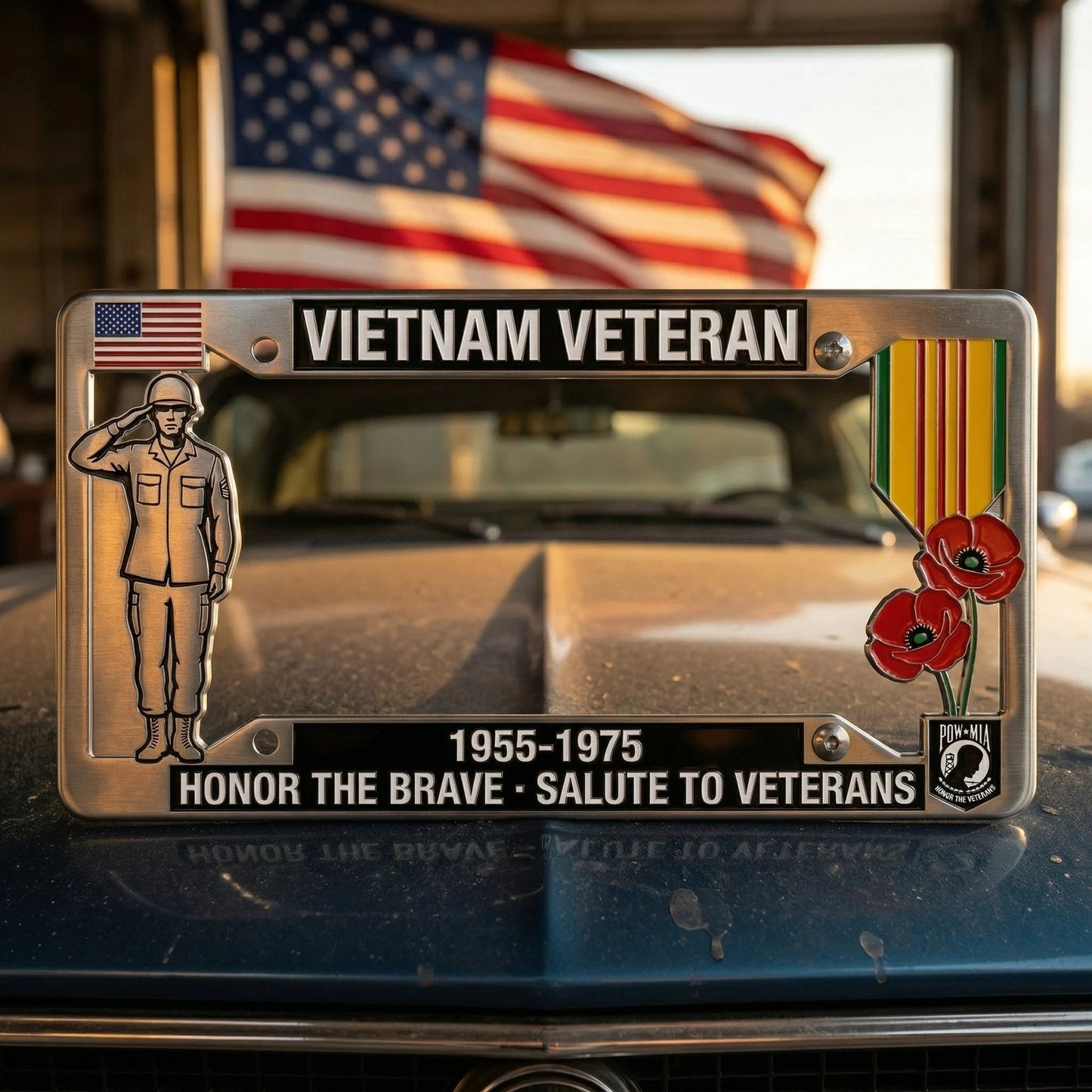 🎖️❤️Vietnam Veteran Tribute License Plate Frame