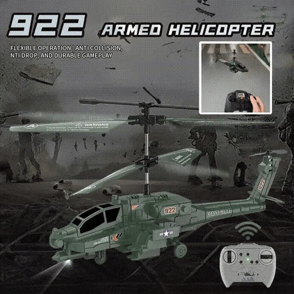 3.5 Channel Military RC Helicopters with LED Light, Altitude Hold, One Key Take Off/Landing