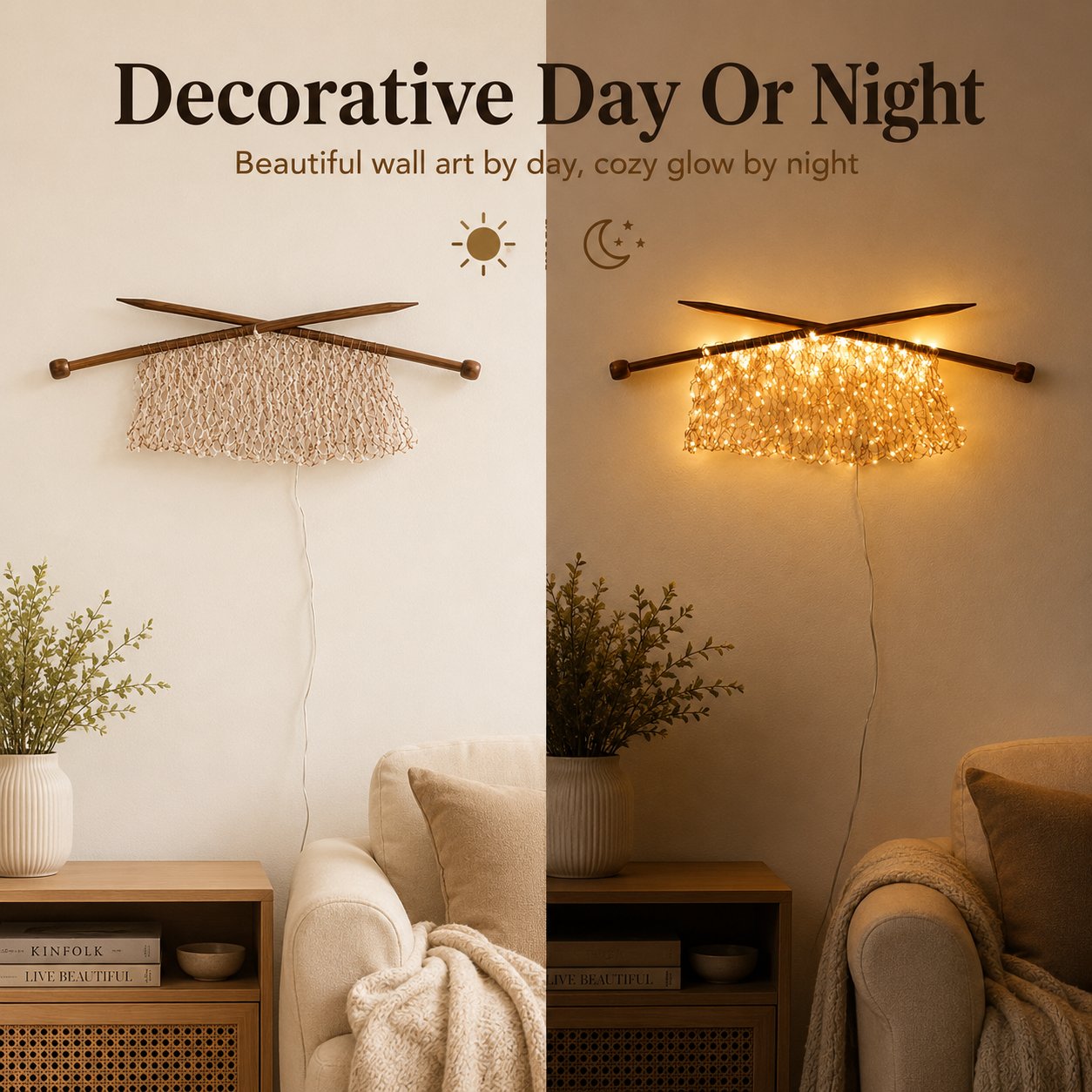 Knitting Needles Wall Light