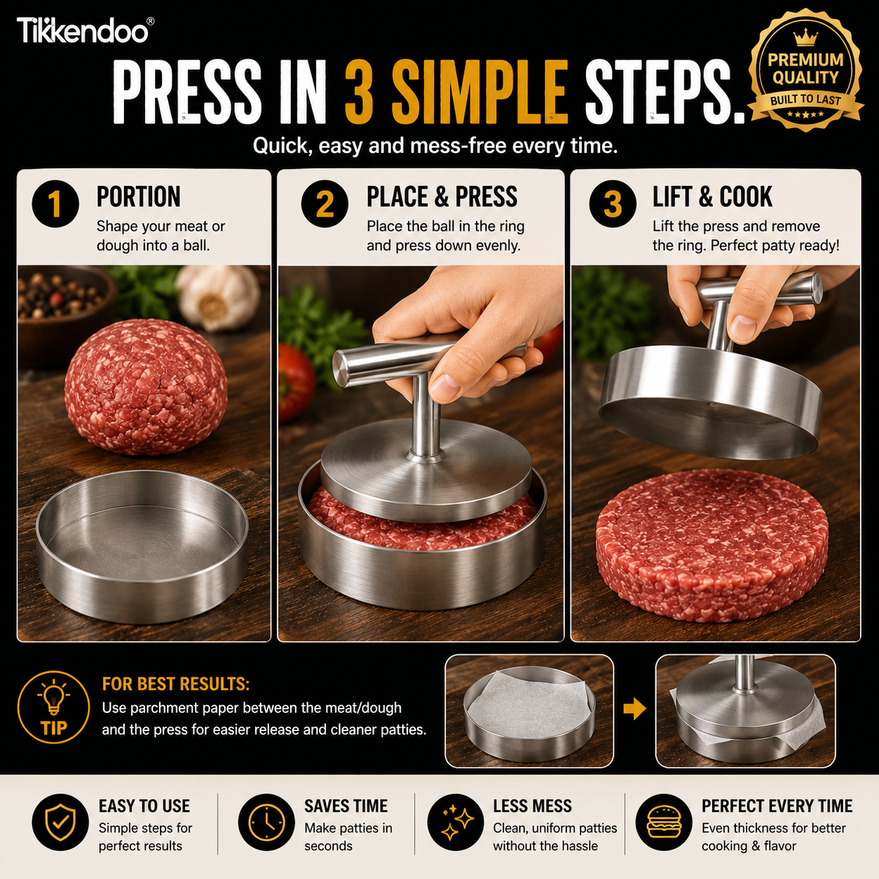 🍔 BBQ Essential | Manual Hamburger Patty Press