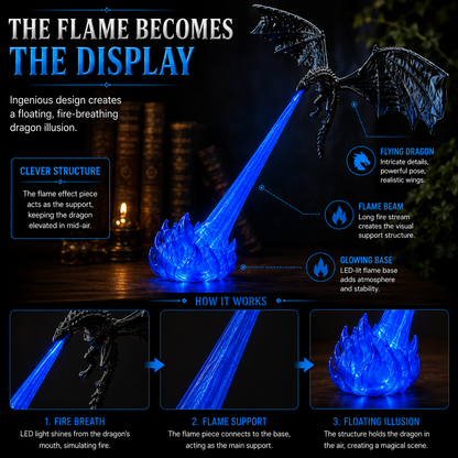 🔥Hot Selling 🐉 | 3D Fire-Breathing Dragon LED Display – Fantasy Bookshelf Decoration