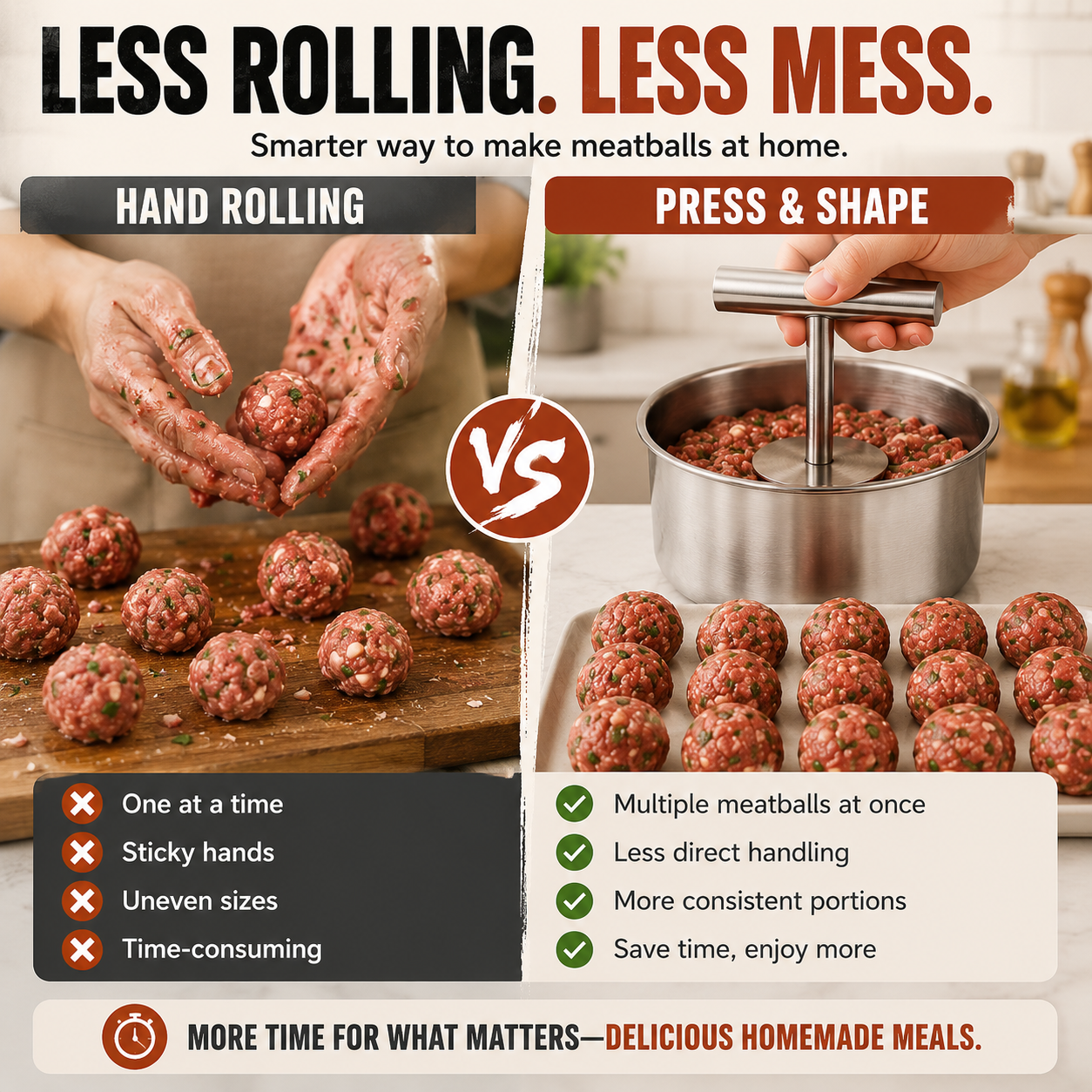 🍝 Special Offer for Home Kitchens | Stainless Steel Meatball Press