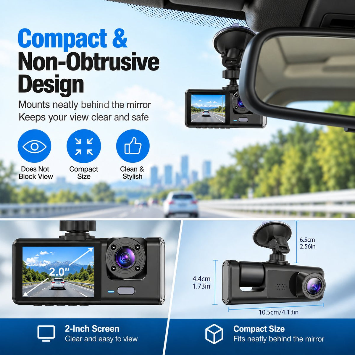 👀Upgraded 360° Protection Dash Cam 🚗 Triple-Lens 1080P Front・Cabin・Rear | WiFi Phone Link – Never Drive Blind Again! 🚗🛡️