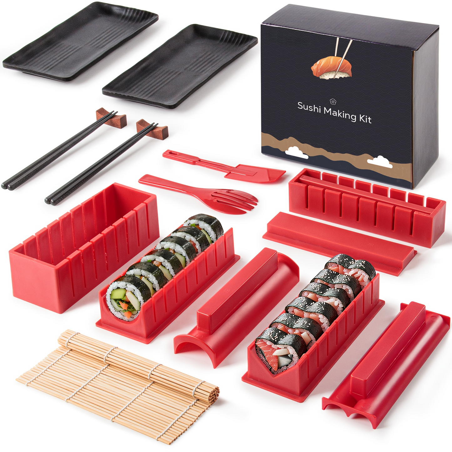 Master the Art of Sushi at Home with the 17-Piece Sushi Maker Set! 🍣💖