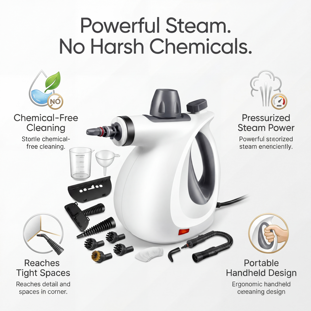 Handheld Steam Cleaner | Powerful Chemical-Free Multi-Surface Cleaning