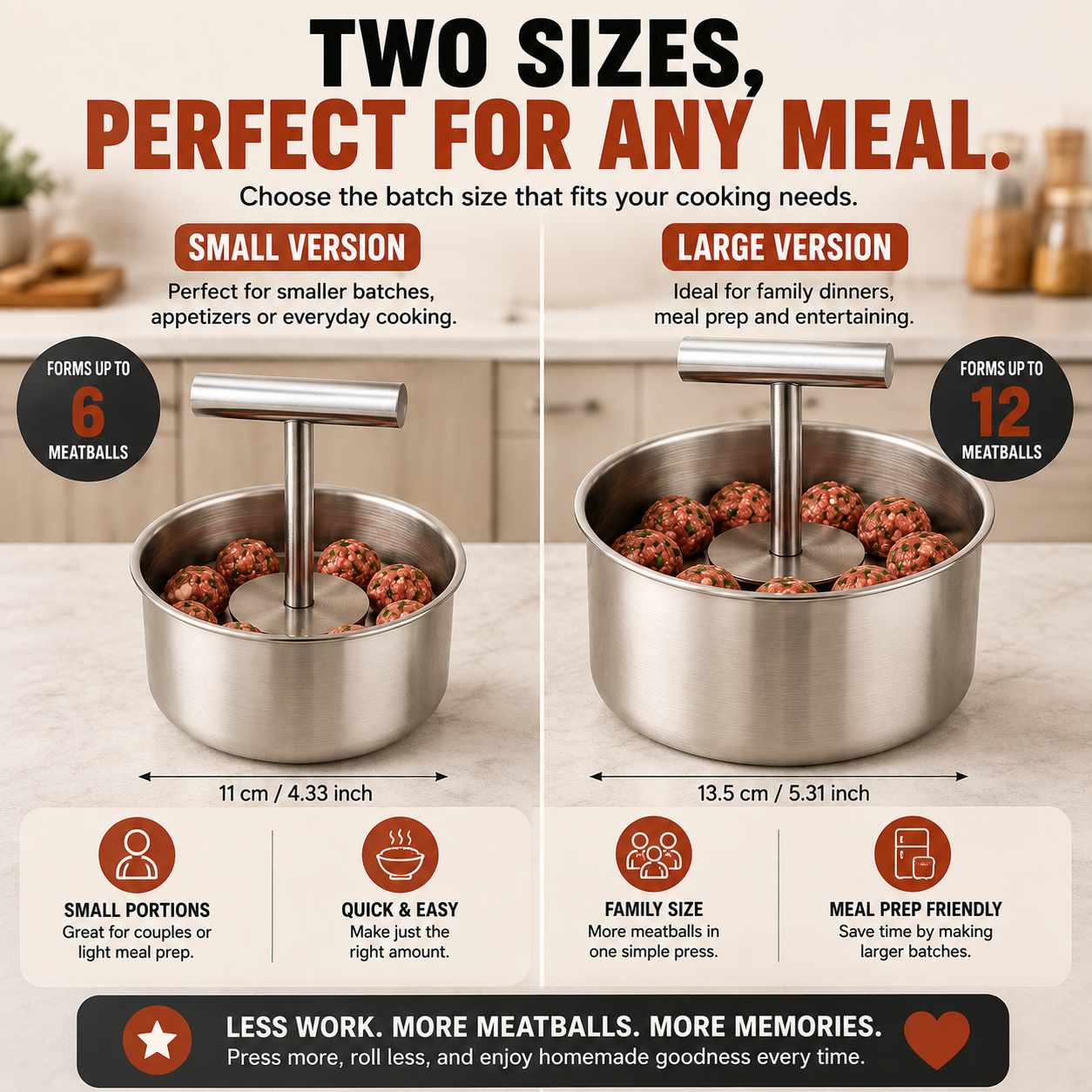 🍝 Special Offer for Home Kitchens | Stainless Steel Meatball Press