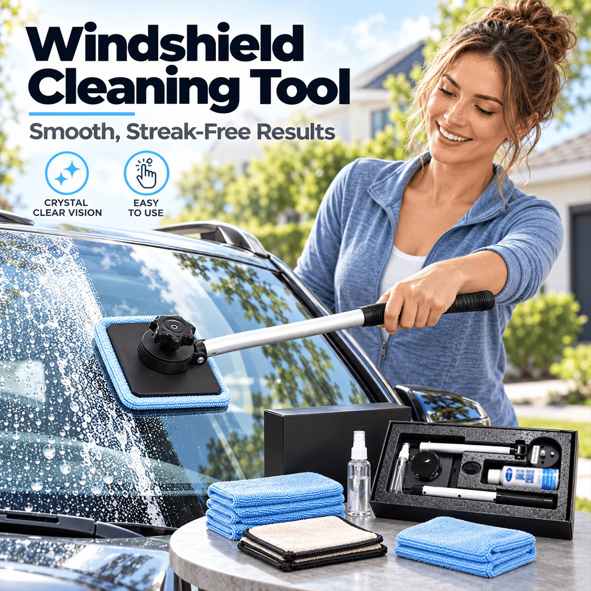 Dual Magnetic Car Windshield Cleaner | Streak-Free Auto Glass Cleaning Kit