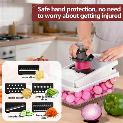 49% OFF This Week Promotions🥕🥕15-in-1 Vegetable Chopper- Multifunctional Food Chopper,Professional Onion Chopper with 8 Blades✨