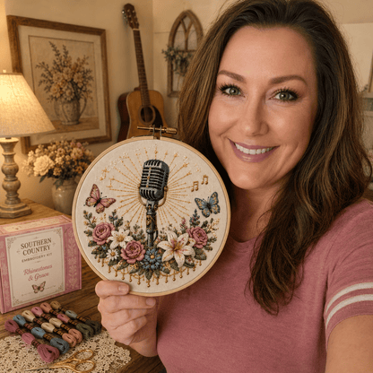 🌼 Beginner-Friendly Dolly Southern Country Needlework DIY Kit | Complete Kit with Pre-Printed Fabric, Wooden Hoop, Floss, Needles & Step-by-Step Guide Included 💕